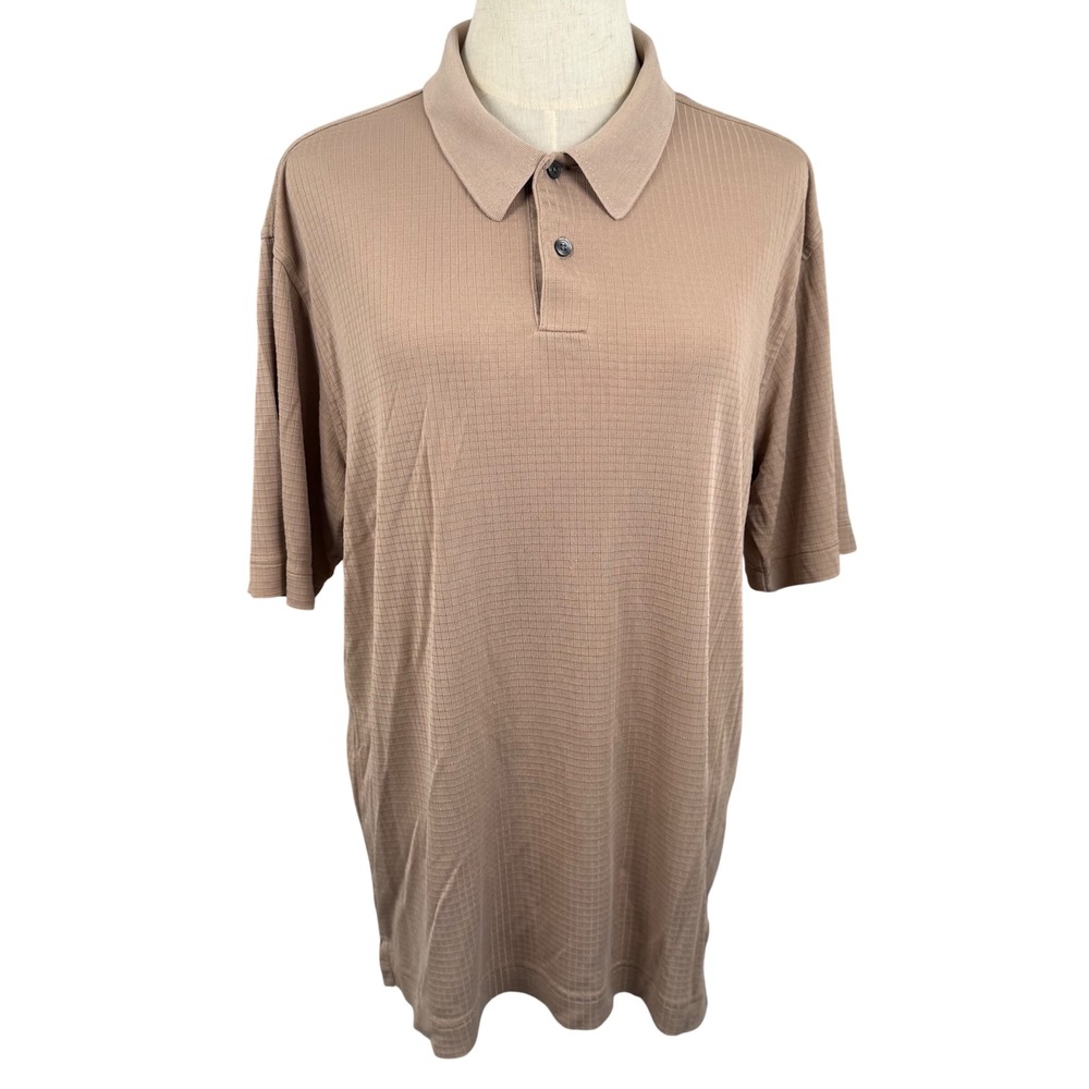 Vintage Daniel Gray M Silk Polo Shirt Tan Grid Ripstop Y2K Luxury AS2926K EUC